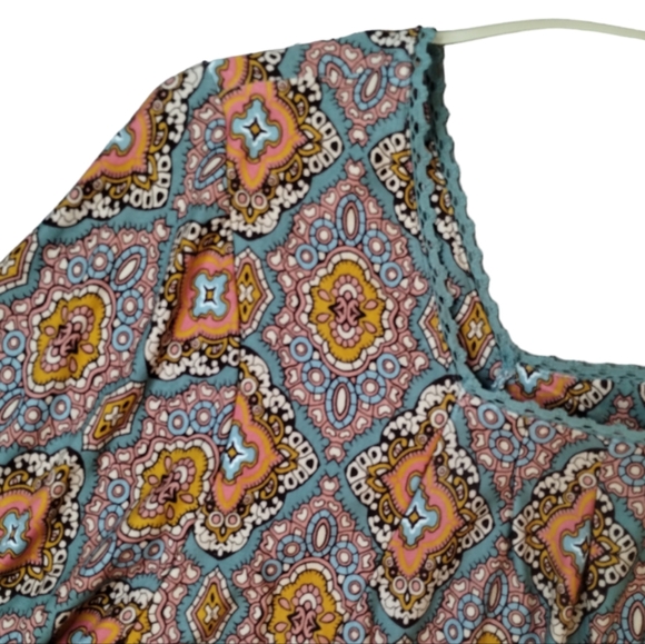 Democracy Bohemian Long Blouson Sleeve Smocked Hem Top Cottagecore - Picture 2 of 11